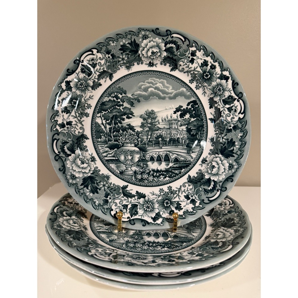 4 Legend British Heritage Earthenware Dinner Plates Belmont Green 10 7/8 In New